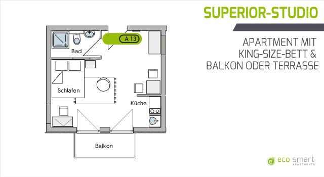 SUPERIOR-STUDIO APARTMENT MIT KING-SIZE-BETT & BALKON ODER TERRASSE ...