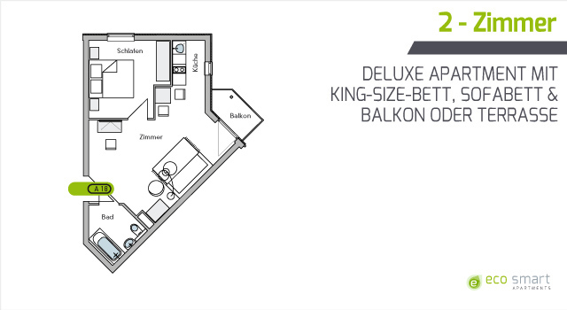 2 ZIMMER DELUXE APARTMENT MIT KING-SIZE-BETT, SOFABETT UND BALKON ODER TERRASSE (1)